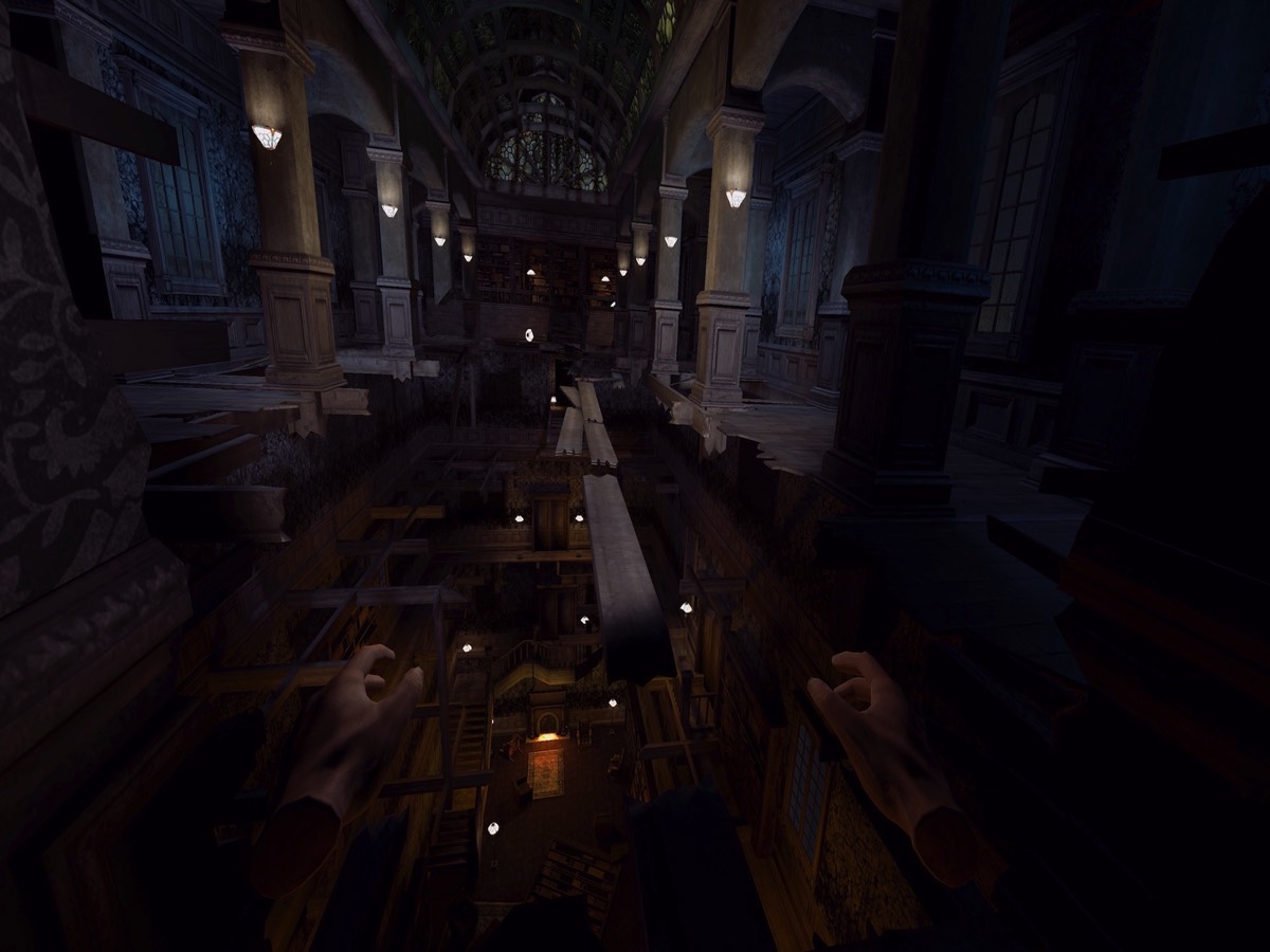 Dodging obstacles and scaling heights in a spooky VR world.