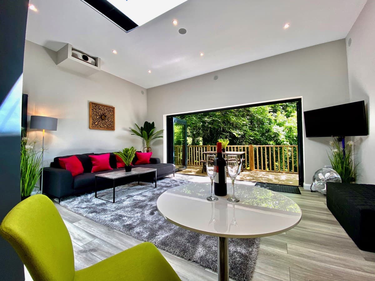 Elegant living space inside the Sunridge Cubes - Sunridge Retreats