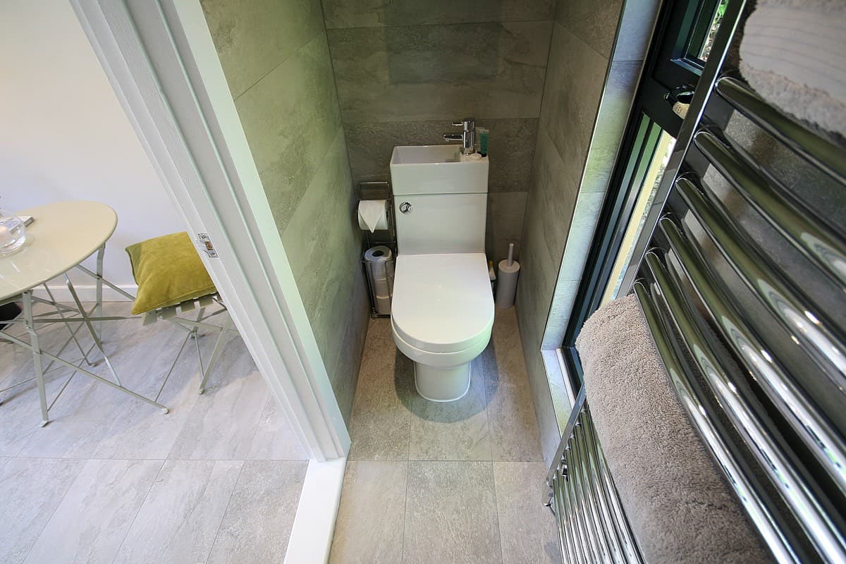 Eco-friendly bathroom with sustainable fixtures